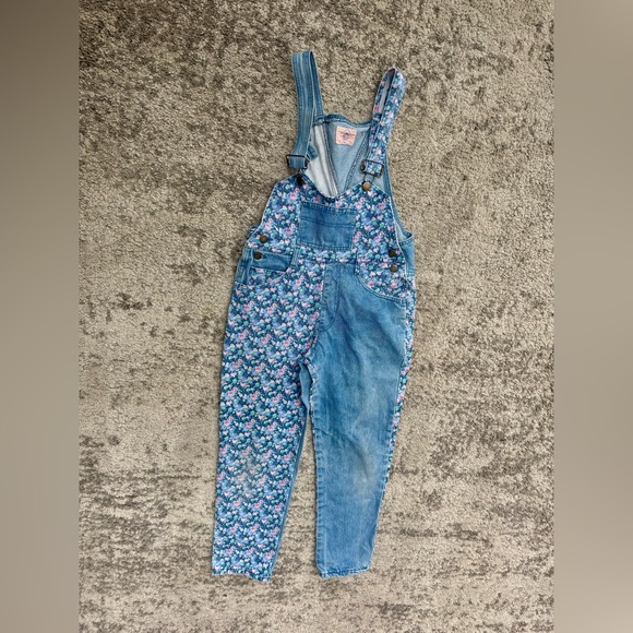 Carbon Copies Denim - Vintage 90s Floral Denim Overalls Youth L / XXS Cottagecore